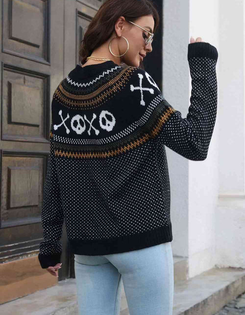 Load image into Gallery viewer, Ghost Pattern Round Neck Long Sleeve Sweater
