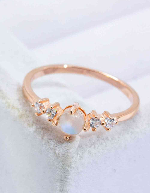 Load image into Gallery viewer, Natural Moonstone and Zircon 18K Rose Gold-Plated Ring
