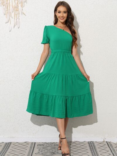 Tied Single Shoulder Midi Dress