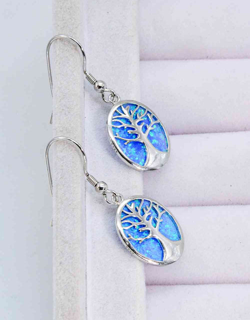 Load image into Gallery viewer, Opal Blue Platinum-Plated Drop Earrings
