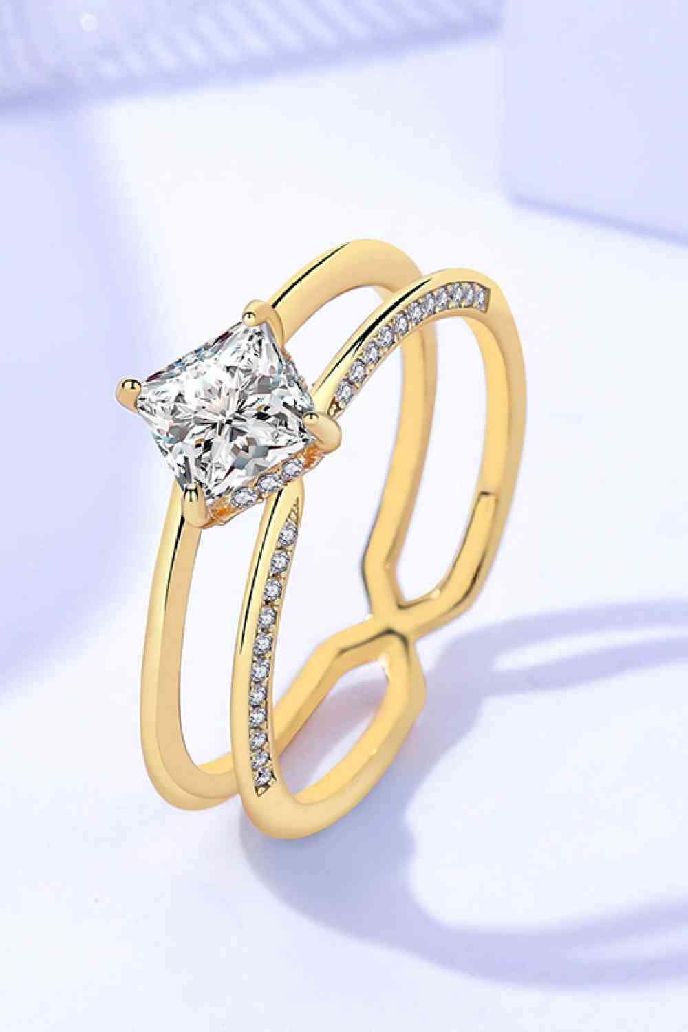 Moissanite 18K Gold-Plated Double-Layered Ring