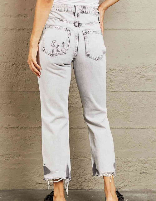 Load image into Gallery viewer, BAYEAS Acid Wash Accent Cropped Mom Jeans
