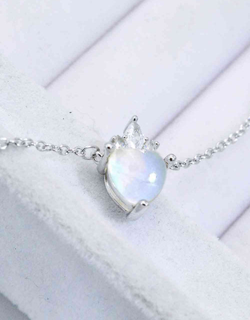 Load image into Gallery viewer, 925 Sterling Silver Moonstone Heart Pendant Necklace
