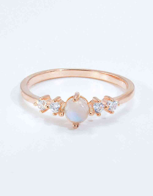 Load image into Gallery viewer, Natural Moonstone and Zircon 18K Rose Gold-Plated Ring
