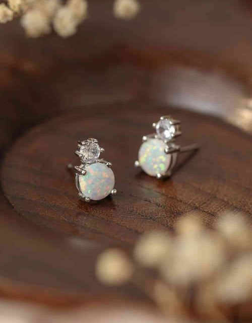 Load image into Gallery viewer, 4-Prong Opal Stud Earrings
