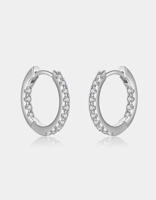 Load image into Gallery viewer, Inlaid Zircon 925 Sterling Silver Huggie Earrings
