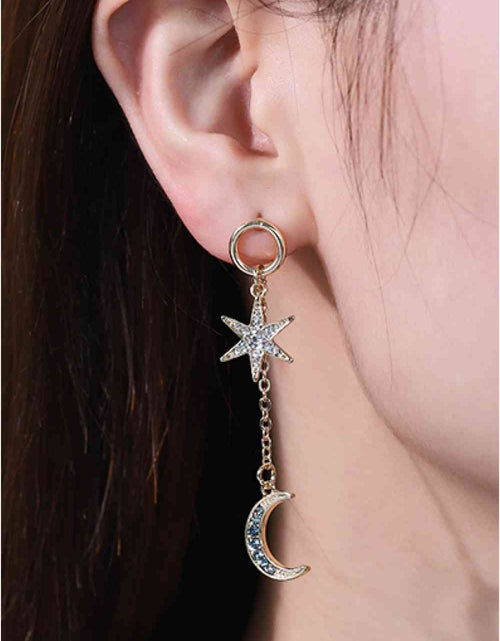 Load image into Gallery viewer, 5-Pair Wholesale Inlaid Rhinestone Star and Moon Drop Earrings
