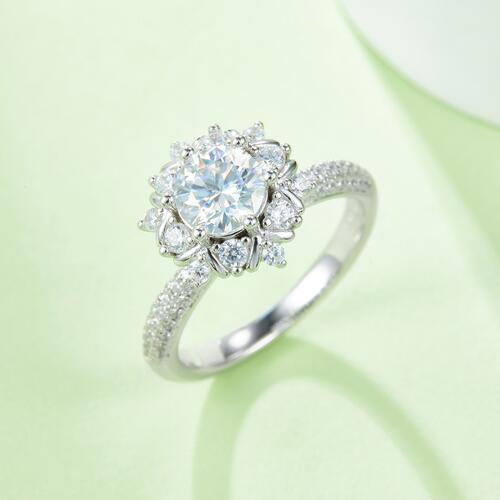 Load image into Gallery viewer, 1 Carat Moissanite 925 Sterling Silver Flower Shape Ring
