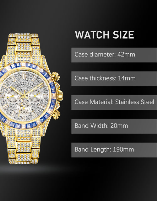 Load image into Gallery viewer, Luxury Gold Men&#39;s Watch Waterproof Stainless Steel Iced Bracelet
