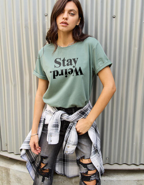 Load image into Gallery viewer, Simply Love Full Size STAY WEIRD Short Sleeve T-Shirt
