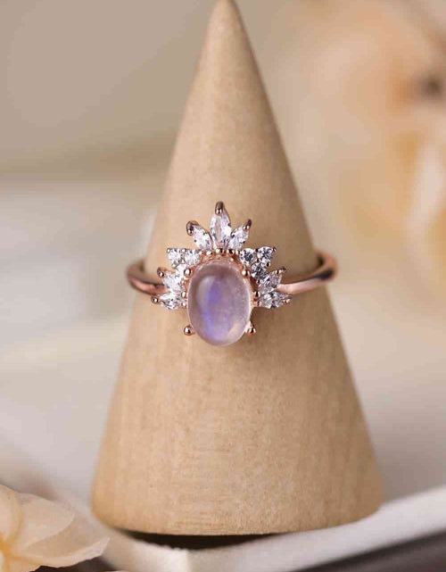 Load image into Gallery viewer, High Quality Natural Moonstone 18K Rose Gold-Plated 925 Sterling Silver Ring
