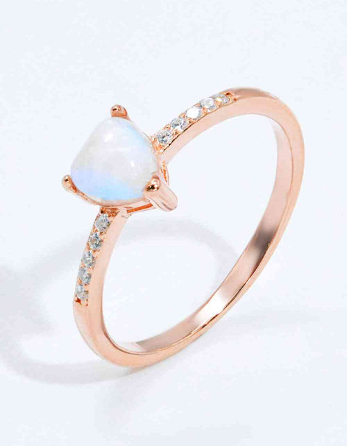 Load image into Gallery viewer, Natural Moonstone Heart 18K Rose Gold-Plated Ring
