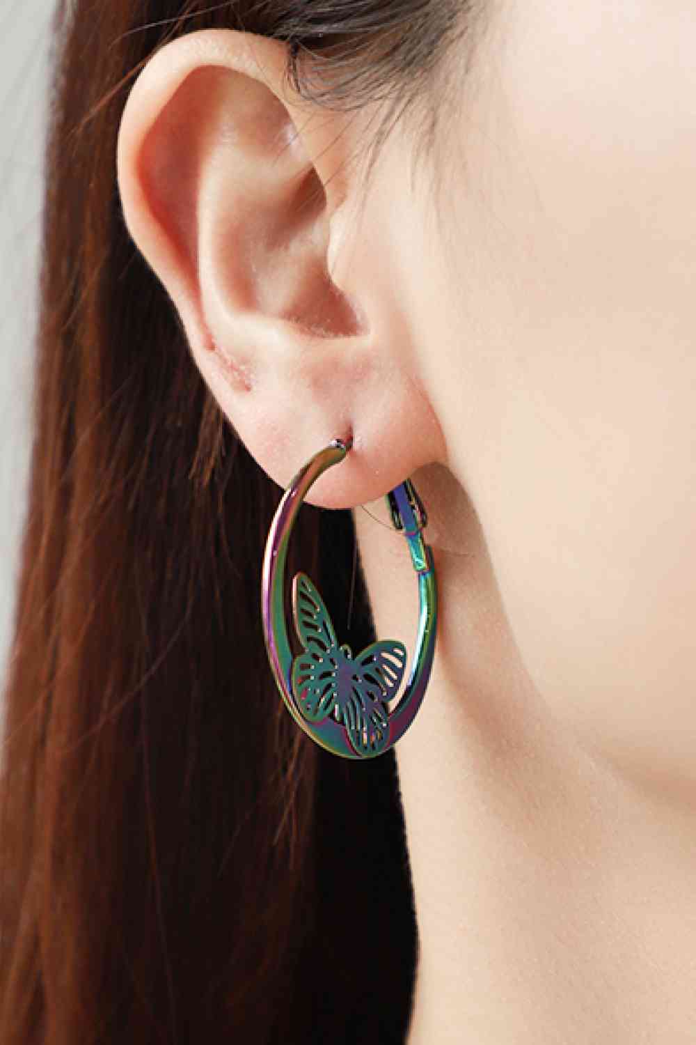 5-Pair Wholesale Multicolored Butterfly Huggie Earrings