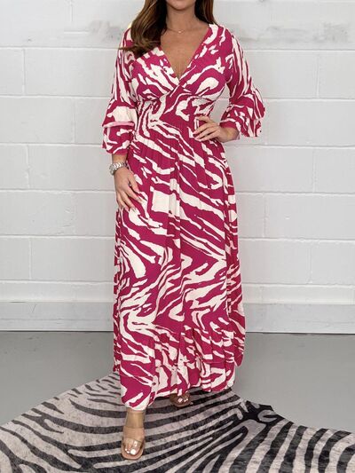 Load image into Gallery viewer, Smocked Printed Flounce Sleeve Maxi Dress
