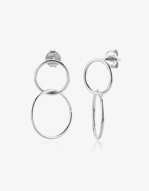 Load image into Gallery viewer, 925 Sterling Silver Double Hoop Drop Earrings
