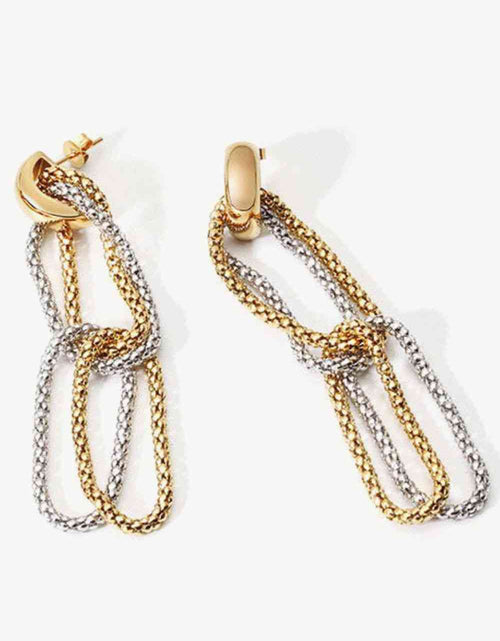 Load image into Gallery viewer, Gold-Plated D-Shaped Drop Earrings
