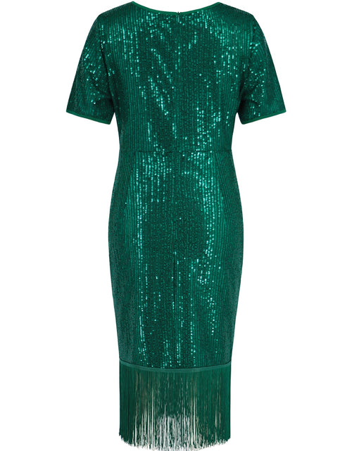 Load image into Gallery viewer, Tassel Sequin Short Sleeve Dress
