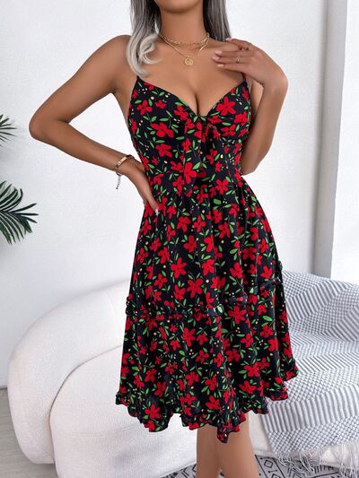 Load image into Gallery viewer, Printed Plunge Cap Sleeve Cami Dress
