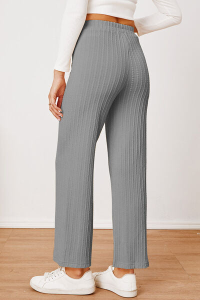 Load image into Gallery viewer, Textured Elastic Waist Straight Pants
