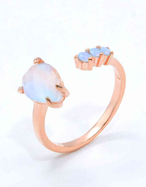 Load image into Gallery viewer, 18K Rose Gold-Plated Moonstone Open Ring
