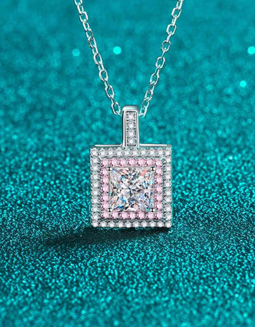 Load image into Gallery viewer, 1 Carat Moissanite Square Pendant Chain Necklace
