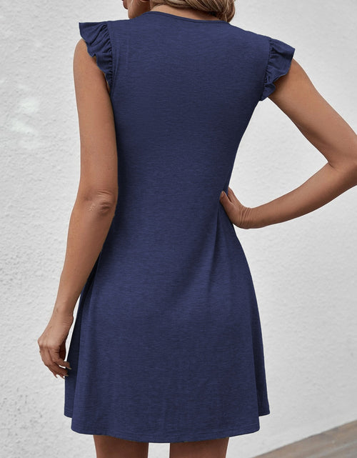 Load image into Gallery viewer, Ruffled V-Neck Cap Sleeve Dress
