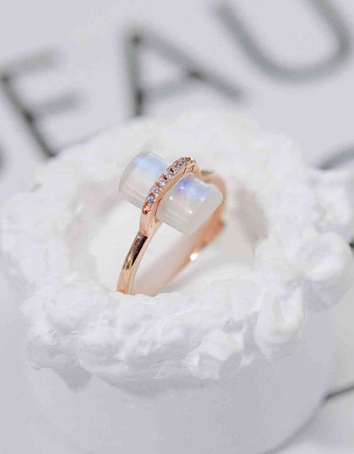 Load image into Gallery viewer, Natural Moonstone Platinum-Plated Ring
