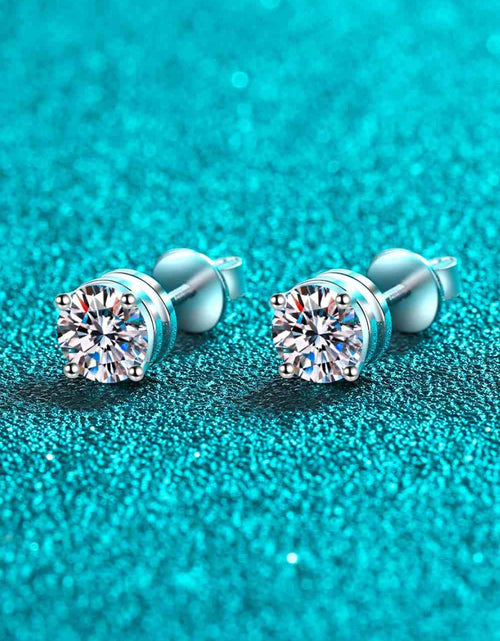 Load image into Gallery viewer, 2 Carat Moissanite Rhodium-Plated Stud Earrings
