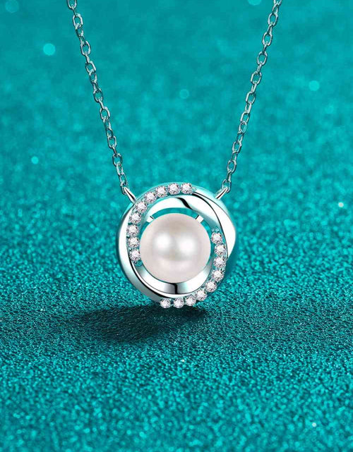 Load image into Gallery viewer, Moissanite Pearl Rhodium-Plated Necklace
