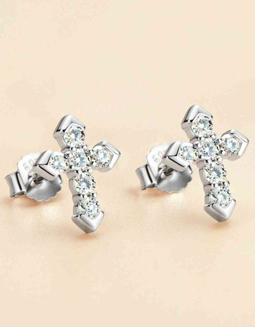 Load image into Gallery viewer, Moissanite Cross Stud Earrings
