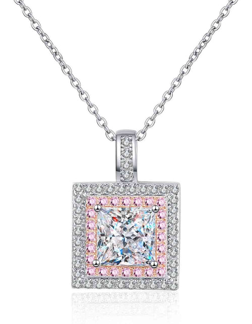 Load image into Gallery viewer, 1 Carat Moissanite Square Pendant Chain Necklace
