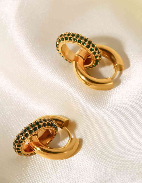 Load image into Gallery viewer, 18K Gold-Plated Inlaid Zircon Double-Hoop Earrings
