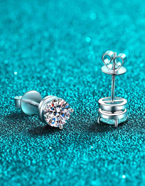 Load image into Gallery viewer, 2 Carat Moissanite Rhodium-Plated Stud Earrings
