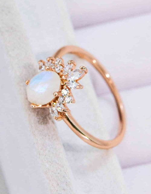 Load image into Gallery viewer, 18K Rose Gold-Plated Natural Moonstone Ring
