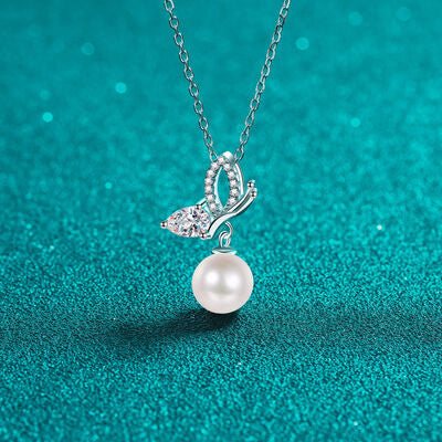 Load image into Gallery viewer, Natural Pearl Pendant Moissanite 925 Sterling Silver Necklace
