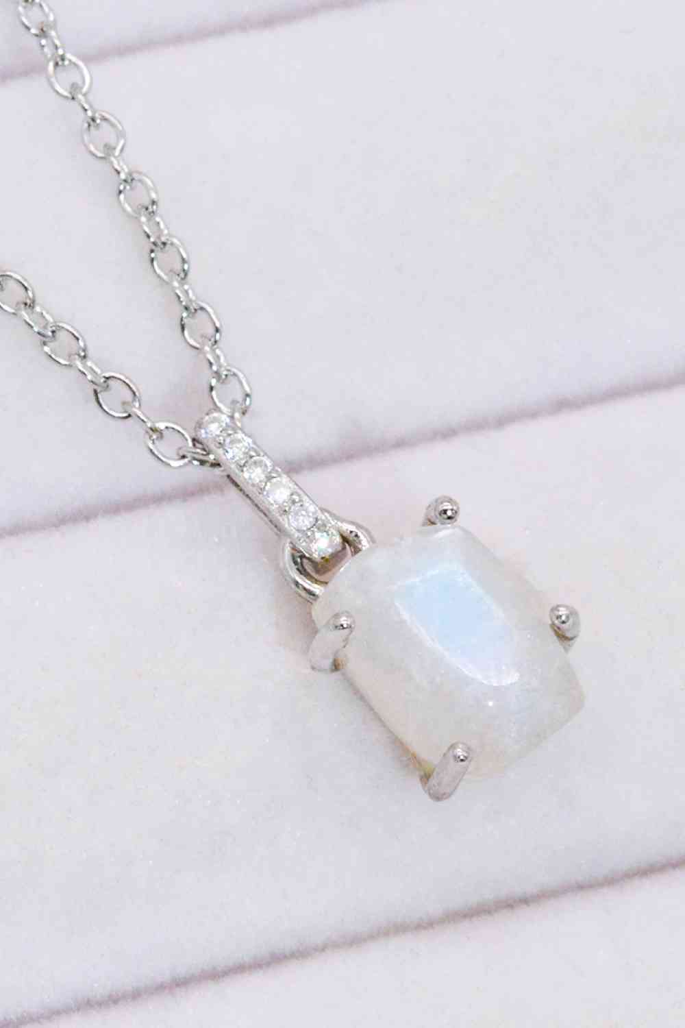 Natural Moonstone 4-Prong Pendant Necklace