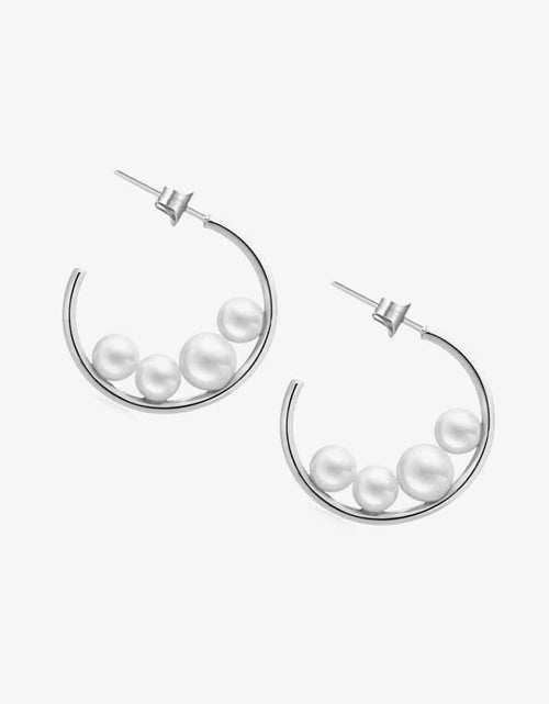 Load image into Gallery viewer, Can&#39;t Stop Your Shine Pearl C-Hoop Earrings
