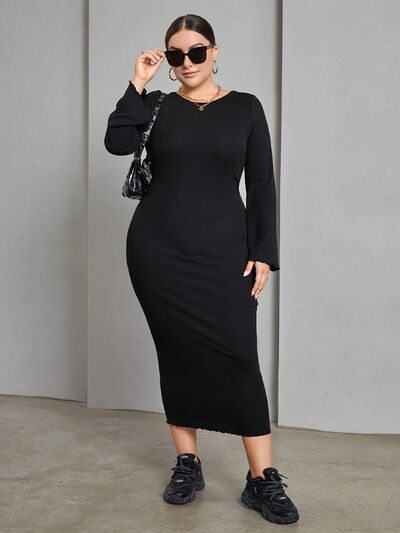 Load image into Gallery viewer, Plus Size Lace-Up Round Neck Wrap Dress
