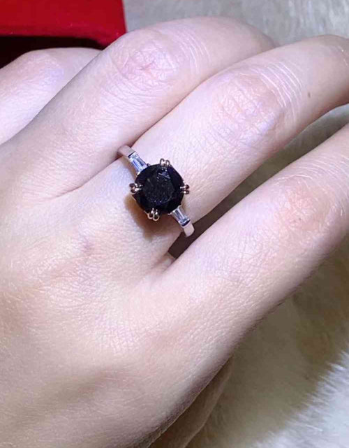 Load image into Gallery viewer, 2 Carat Black Moissanite Platinum-Plated Ring
