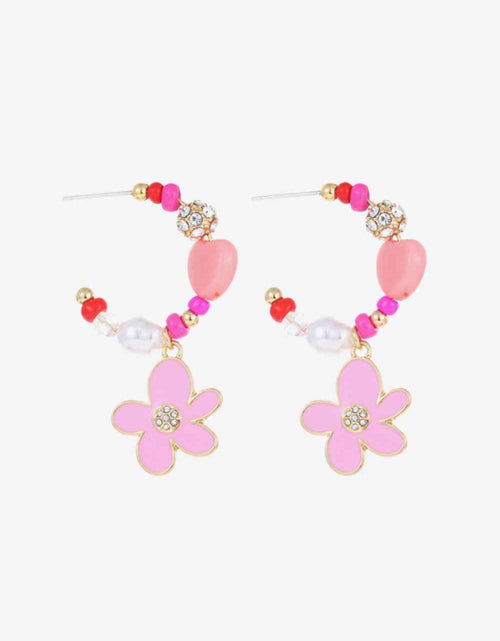 Load image into Gallery viewer, Flower C-Hoop Drop Earrings
