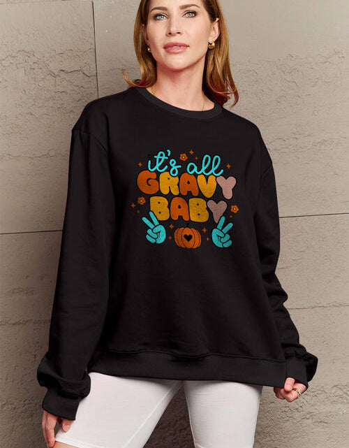 Load image into Gallery viewer, Simply Love Full Size IT&#39;S ALL GRAVY BABY Long Sleeve Sweatshirt
