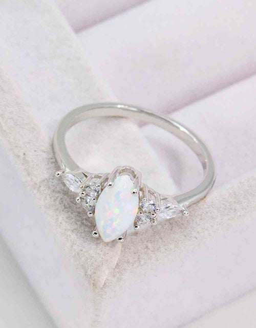 Load image into Gallery viewer, Opal and Zircon Platinum-Plated Ring
