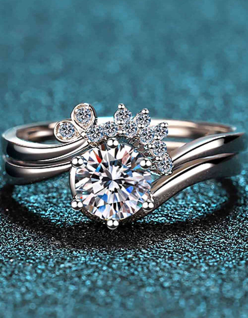 Load image into Gallery viewer, Moissanite Rhodium-Plated Two-Piece Ring Set
