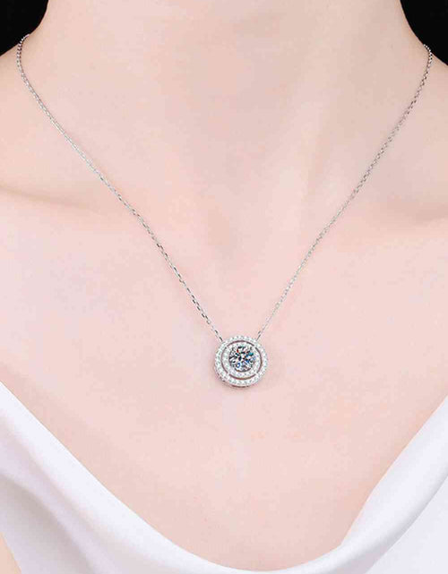 Load image into Gallery viewer, Moissanite Round Pendant Rhodium-Plated Necklace
