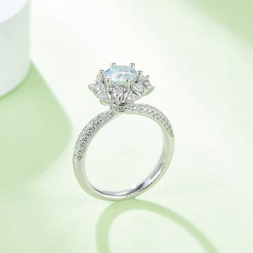 1 Carat Moissanite 925 Sterling Silver Flower Shape Ring