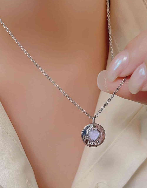 Load image into Gallery viewer, Moonstone LOVE Heart Pendant 925 Sterling Silver Necklace
