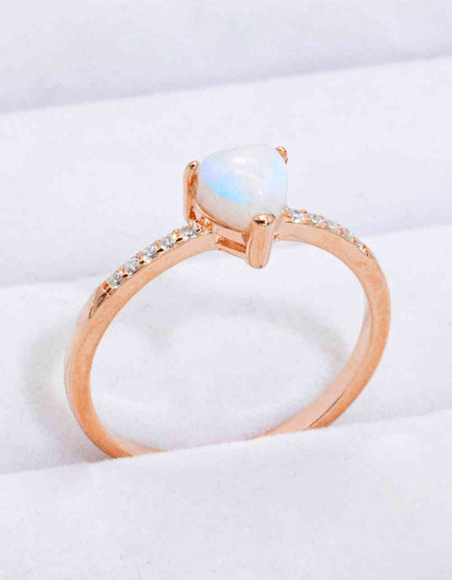 Load image into Gallery viewer, Natural Moonstone Heart 18K Rose Gold-Plated Ring
