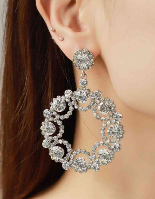 Load image into Gallery viewer, Alloy Rhinestone Round Drop Earrings
