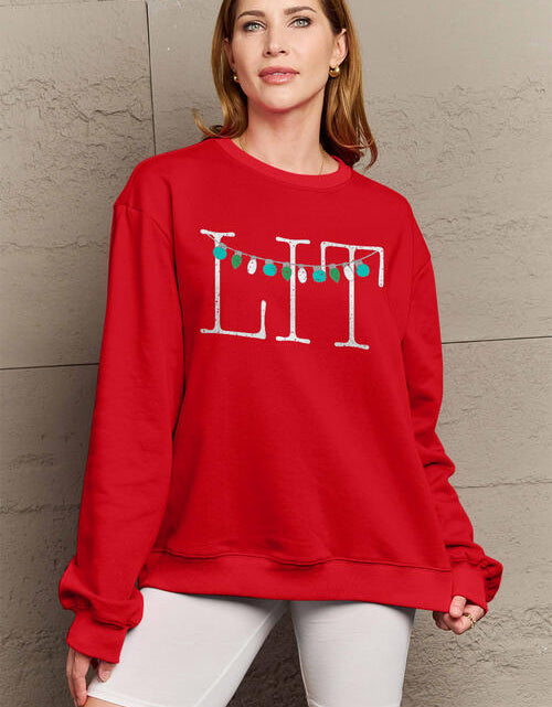 Load image into Gallery viewer, Simply Love Full Size LIT Long Sleeve Sweatshirt
