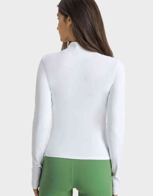 Load image into Gallery viewer, Half Zip Thumbhole Sleeve Sports Top
